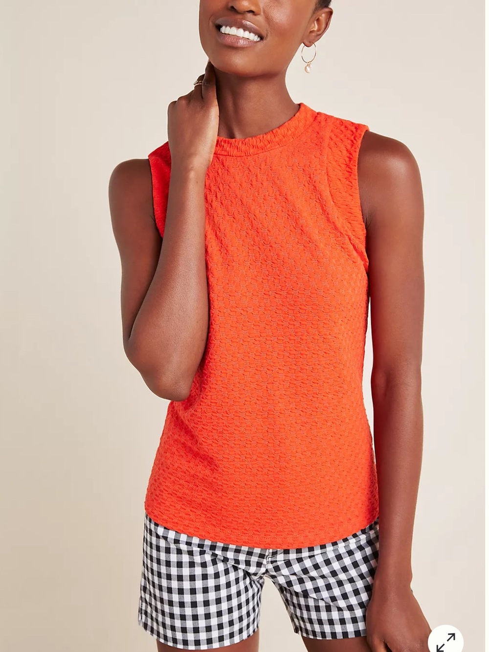 Anthropologie MAEVE orange BARBARA jaquard Muscle top TANK sleeveless SMALL